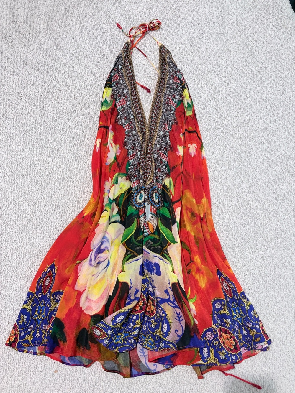 Shahida Parides Crystal Embellished Halter High-Low Dress